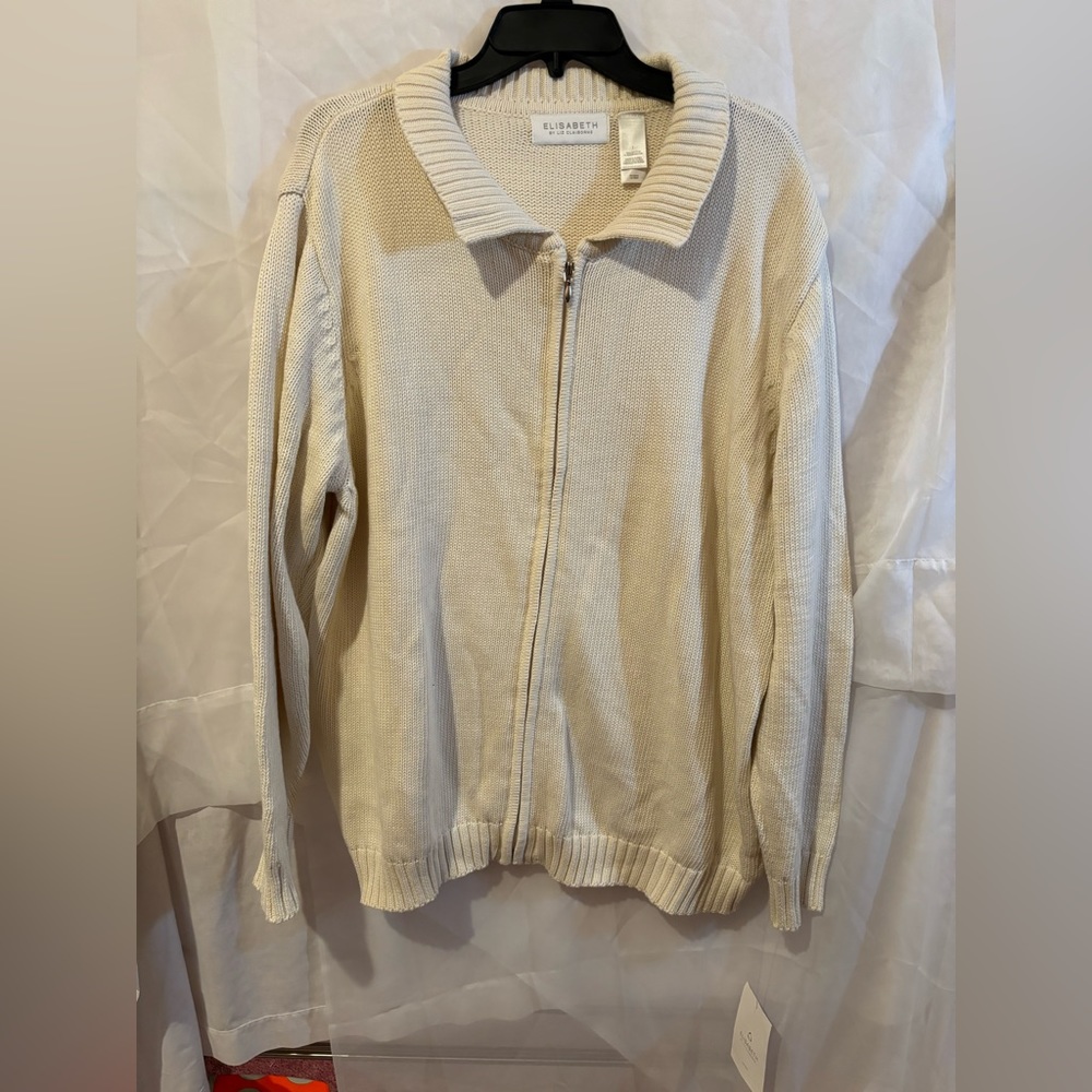 Women's‎ NWT Elisabeth by Liz Claiborne Cream Zipper Sweater Size XL